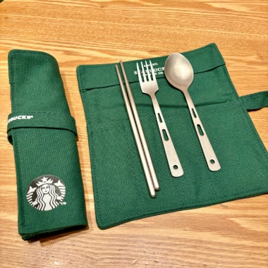 Bộ Đồ Ăn Titan Starbucks Đũa Thìa Gấp Du Lịch Gia Đình – Sang Trọng, Giá 248.600 VND