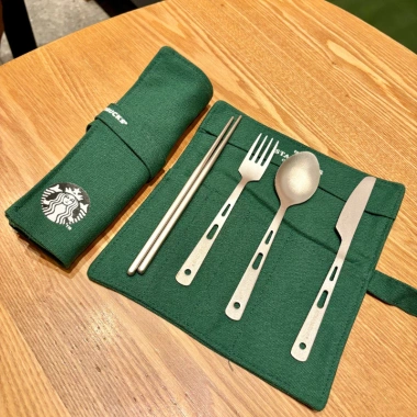 Bộ Đồ Ăn Titan Starbucks Đũa Thìa Gấp Du Lịch Gia Đình – Sang Trọng, Giá 248.600 VND
