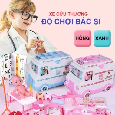 Bộ đồ chơi Bác Sĩ 30 chi tiết - Xe cứu thương cỡ lớn có đèn nhạc, giá ưu đãi 235.000₫