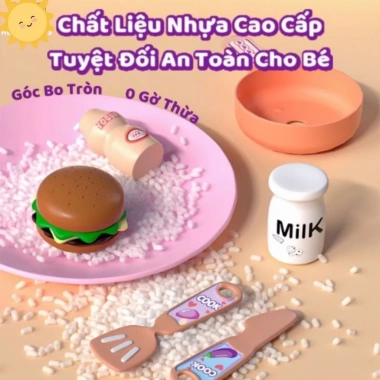 Bộ đồ chơi bếp đứng nấu ăn có đèn cho bé nhập vai nhà bếp 33 chi tiết, giảm giá 152k