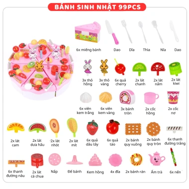 Bộ Đồ Chơi Cắt Bánh Sinh Nhật 99 Chi Tiết Toki Cat - Phát Triển Tư Duy Giá 179.000đ