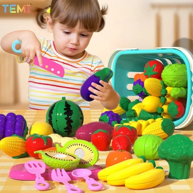 Bộ đồ chơi cắt trái cây Kid TEMI - Đồ chơi nấu ăn, rèn kỹ năng cắt rau củ cho trẻ