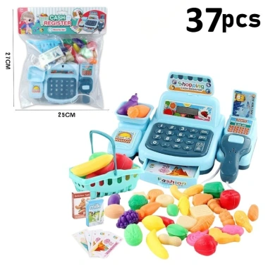 Bộ Đồ Chơi Máy Tính Tiền Siêu Thị Đèn Âm Thanh, Kèm Mô Hình Trái Cây Rau Củ - Nhập Vai Mua Sắm Sáng Tạo 105.9k