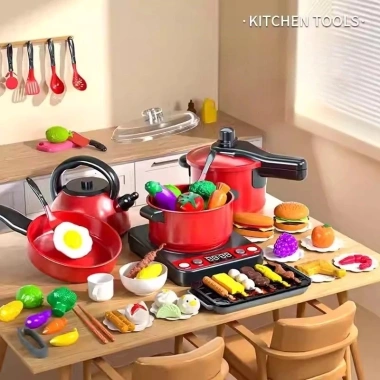 Bộ đồ chơi mô phỏng nấu ăn nhà bếp – Đồ chơi giáo dục thông minh, nướng thịt, chỉ 174k