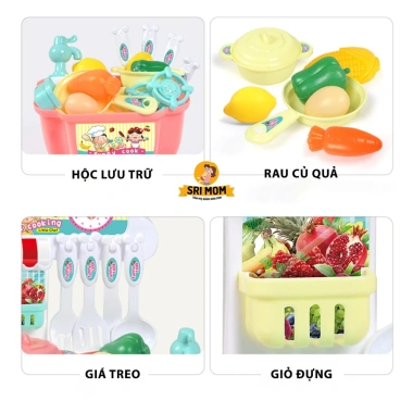 Bộ đồ chơi nấu ăn 22 món nhựa ABS bàn bếp và tủ bếp, trẻ 2-8 tuổi, giá 66.168 VND