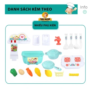 Bộ đồ chơi nấu ăn 22 món nhựa ABS bàn bếp và tủ bếp, trẻ 2-8 tuổi, giá 66.168 VND