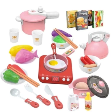 Bộ Đồ Chơi Nấu Ăn 36 Chi Tiết Mini Kitchen cho Bé Xanh Trai và Hồng Gái 127.5k
