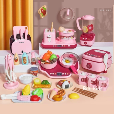 Bộ đồ chơi nấu ăn CAO CẤP MINA Nồi cơm điện bếp từ, khói, âm thanh, đèn cho bé