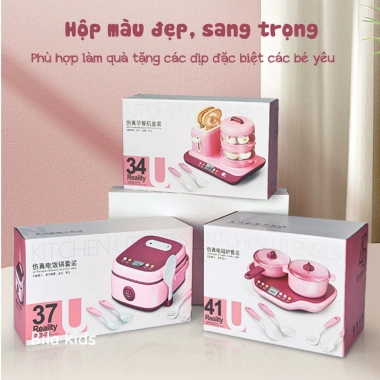 Bộ đồ chơi nấu ăn CAO CẤP MINA Nồi cơm điện bếp từ, khói, âm thanh, đèn cho bé