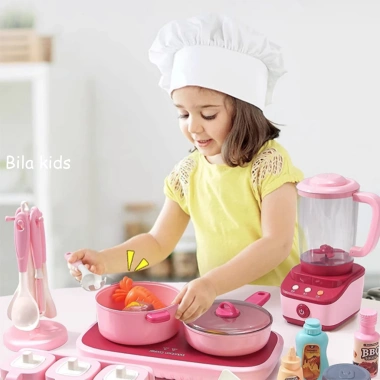 Bộ đồ chơi nấu ăn CAO CẤP MINA Nồi cơm điện bếp từ, khói, âm thanh, đèn cho bé