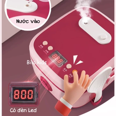 Bộ đồ chơi nấu ăn CAO CẤP MINA Nồi cơm điện bếp từ, khói, âm thanh, đèn cho bé