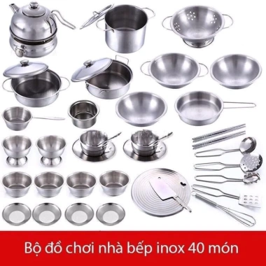 Bộ đồ chơi nấu ăn inox 40 món cho bé – An toàn, chịu nhiệt, giá ưu đãi 305.683₫