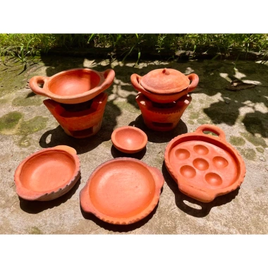Bộ đồ chơi nấu ăn mini Đất nung kèm đũa tre - Giá 100.000đ cho bé chơi nhà chòi