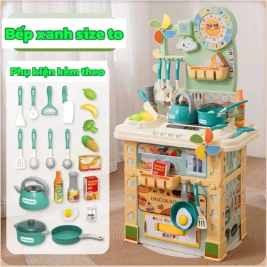 Bộ Đồ Chơi Nấu Ăn Nhà Bếp 2 Tầng 69cm - Bếp Rau Củ, Dụng Cụ To, Giá Sỉ 209k