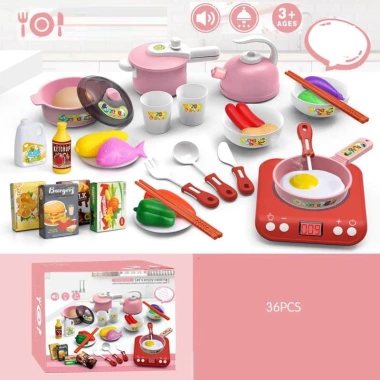 Bộ đồ chơi nấu ăn nhà bếp 36 chi tiết màu hồng Play House- An toàn, chỉ 155.000₫ 6