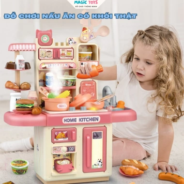 Bộ Đồ Chơi Nấu Ăn Nhà Bếp Cao Cấp Cỡ Lớn - Hiệu Ứng Khói Mô Phỏng, Giá 189.000₫