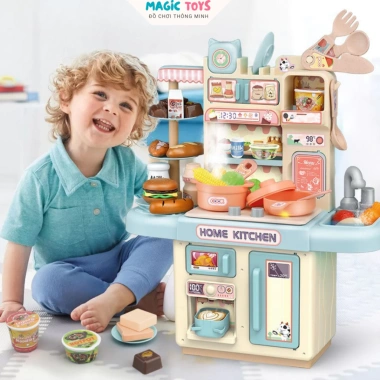 Bộ Đồ Chơi Nấu Ăn Nhà Bếp Cao Cấp Cỡ Lớn - Hiệu Ứng Khói Mô Phỏng, Giá 189.000₫