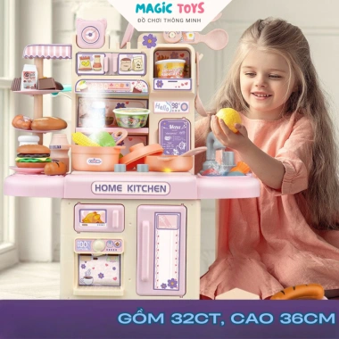 Bộ Đồ Chơi Nấu Ăn Nhà Bếp Cao Cấp Cỡ Lớn - Hiệu Ứng Khói Mô Phỏng, Giá 189.000₫