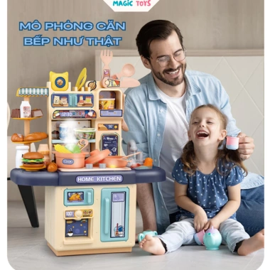 Bộ Đồ Chơi Nấu Ăn Nhà Bếp Cao Cấp Cỡ Lớn - Hiệu Ứng Khói Mô Phỏng, Giá 189.000₫