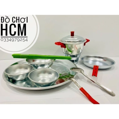 Bộ đồ chơi nấu ăn nhôm 12 món cho bé nấu nướng, cắt thái hoa quả, giá ưu đãi 94.000đ