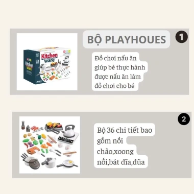 Bộ Đồ Chơi Nấu Ăn Playhouse 36 Chi Tiết - Bếp Đèn LED, Giá Chỉ 139.000₫ 6