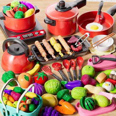Bộ Đồ Chơi Nấu Ăn Temi Nhà Bếp - Quà Tặng Bé, Mô Phỏng Cắt Trái Cây, Giá Giảm 146k