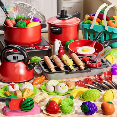 Bộ Đồ Chơi Nấu Ăn Temi Nhà Bếp - Quà Tặng Bé, Mô Phỏng Cắt Trái Cây, Giá Giảm 146k