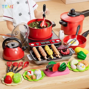 Bộ Đồ Chơi Nấu Ăn Temi Nhà Bếp - Quà Tặng Bé, Mô Phỏng Cắt Trái Cây, Giá Giảm 146k