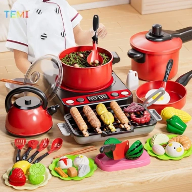 Bộ Đồ Chơi Nấu Ăn Temi Nhà Bếp - Quà Tặng Bé, Mô Phỏng Cắt Trái Cây, Giá Giảm 146k