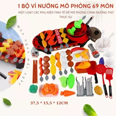 Bộ Đồ Chơi Nấu Ăn Tiệc Nướng Hàn Quốc BBQ, Nhà Bếp Thịt Nướng Cho Bé 100k 7
