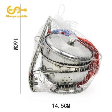 Bộ đồ chơi nhà bếp 10 món Sharprepublic – Dụng cụ nấu ăn thép không gỉ, giáo dục trẻ, giảm giá, giá 178.200 VND