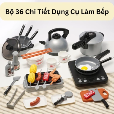 Bộ Đồ Chơi Nhà Bếp 36 Chi Tiết cho Bé - Bếp, Nồi Chảo, Dao Thớt, Thực Phẩm, Giá ưu đãi 189.000 VND