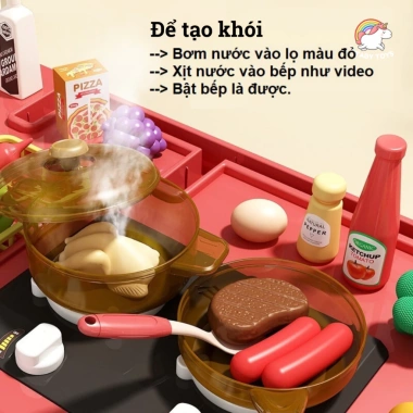 Bộ Đồ Chơi Nhà Bếp Cỡ Lớn TABY Toys 72cm - 48 Chi Tiết, Có Khói, Giá 355.000₫