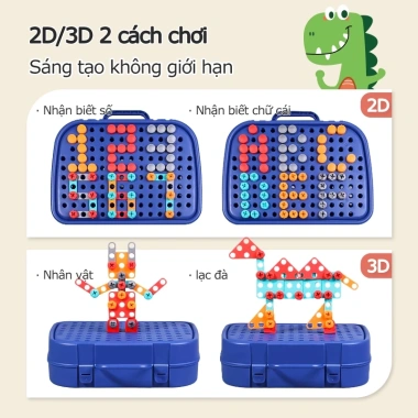 Bộ đồ chơi ốc vít cho trẻ em - Hộp dụng cụ sửa chữa, mô phỏng máy khoan điện, giáo dục, giảm giá 68.000₫ (giá gốc 87.040₫) 2