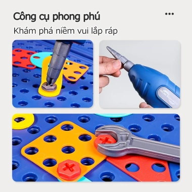 Bộ đồ chơi ốc vít cho trẻ em - Hộp dụng cụ sửa chữa, mô phỏng máy khoan điện, giáo dục, giảm giá 68.000₫ (giá gốc 87.040₫) 3