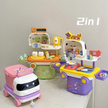Bộ Đồ Chơi Xe Bus 2in1 Bác Sỹ - Phát Triển Kỹ Năng Trang Điểm, Nấu Ăn, Kỹ Thuật cho Bé | Shop Mẹ Mốc 6