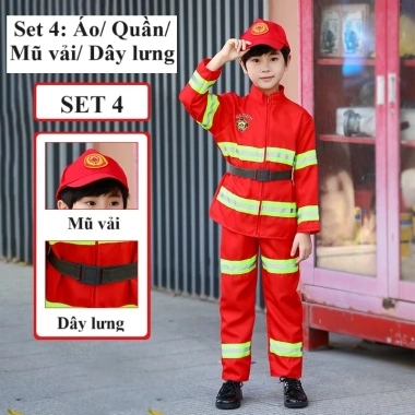 Bộ Đồ Hóa Trang Lính Cứu Hỏa Cho Trẻ Em và Người Lớn - Giá Ưu Đãi 189.000 VNĐ