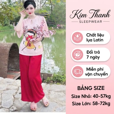 Bộ Đồ Lam Z3 Áo Bà Ba Lụa Họa Tiết Tết Size Nhỏ 40‑58kg Đãi 55‑72kg Giá 169k