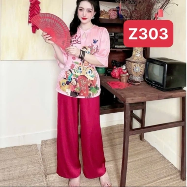 Bộ Đồ Lam Z3 Áo Bà Ba Lụa Họa Tiết Tết Size Nhỏ 40‑58kg Đãi 55‑72kg Giá 169k 9