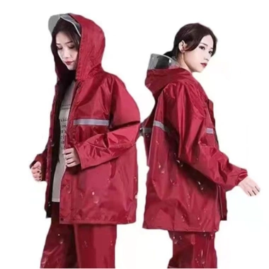 Bộ đồ mưa polyester phản chiếu, dày, chống gió lạnh, thời trang unisex - Giá 128k