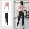 Bộ đồ tập gym nữ 2 món: Croptop dây lưng + quần ôm body mút đệm tôn dáng - 287k