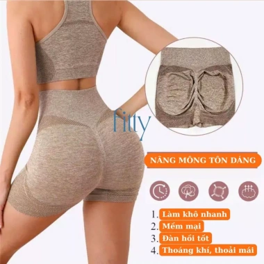 Bộ Đồ Tập Gym Yoga Nữ FITTY S10 - Thoáng khí, mút nâng ngực và mông, set thể thao nữ 5