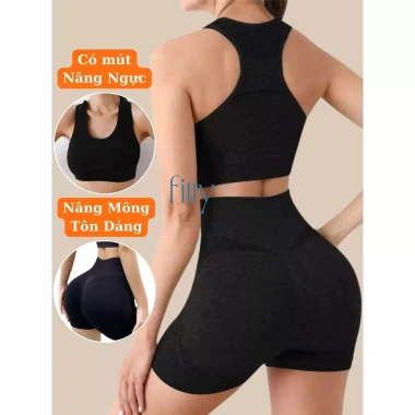 Bộ Đồ Tập Gym Yoga Nữ FITTY S10 - Thoáng khí, mút nâng ngực và mông, set thể thao nữ 10