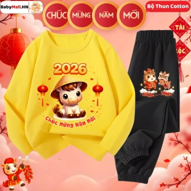 Bộ Đồ Tết Bính Ngọ 2.026 cho Bé Trai & Bé Gái - Set Dài Tay Thun Cotton BABYMALL, Giá 179.200₫ 6