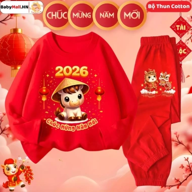 Bộ Đồ Tết Bính Ngọ 2.026 cho Bé Trai & Bé Gái - Set Dài Tay Thun Cotton BABYMALL, Giá 179.200₫ 10