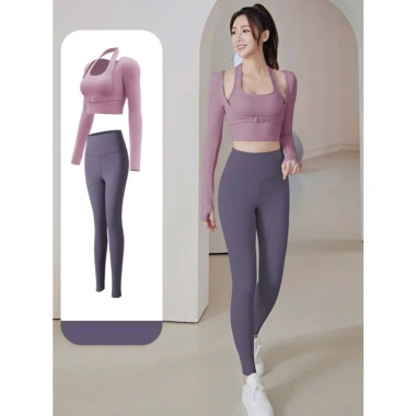 Bộ Đồ Yoga Gym Nữ Dài Tay 2 Món - Thun Lạnh, Mút Đệm, Set Thể Thao Thu Đông, Đạp Xe, Pickleball - 157.999₫ 7
