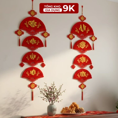 Bộ đôi câu đối đỏ trang trí Tết 2.026 - Dải trang trí tài lộc, bình an, giá ưu đãi 45k