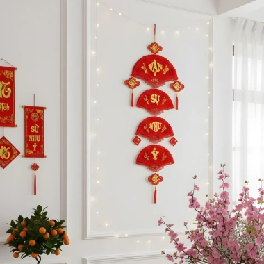 Bộ đôi câu đối đỏ trang trí Tết 2.026 - Dải trang trí tài lộc, bình an, giá ưu đãi 45k