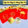 Bộ đôi đồng xu Ngựa Úc lì xì Tết - Túi Lộc nhung đỏ, giảm giá còn 12.826₫