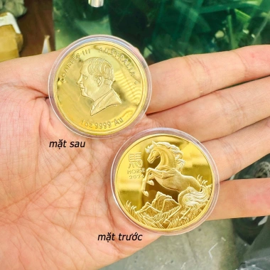 Bộ đôi đồng xu Ngựa Úc lì xì Tết - Túi Lộc nhung đỏ, giảm giá còn 12.826₫